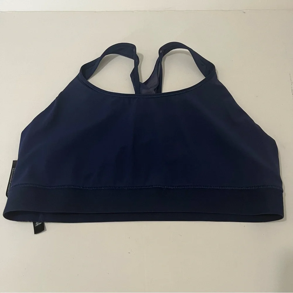Victoria Sport VS Logo Navy Blue Sports Bra Mesh Racerback Womens Size L